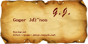 Goger János névjegykártya